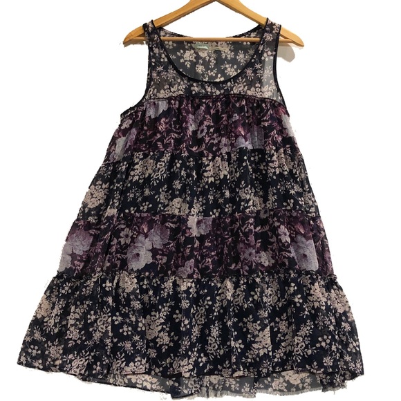 UO Kimchi Blue Floral Prairie Rose Tunic Babydoll Dress - Picture 2 of 9